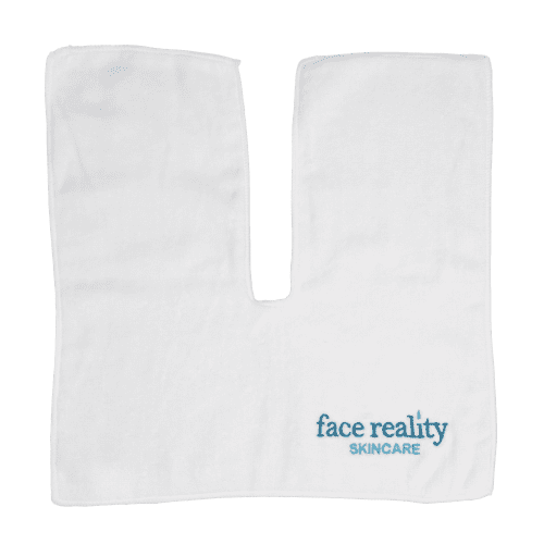 White u-shaped Face Reality treatment towel