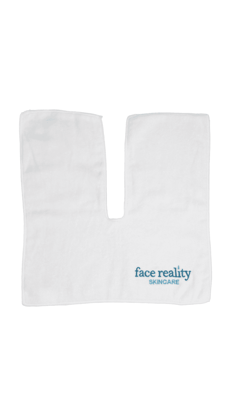 White u-shaped Face Reality treatment towel